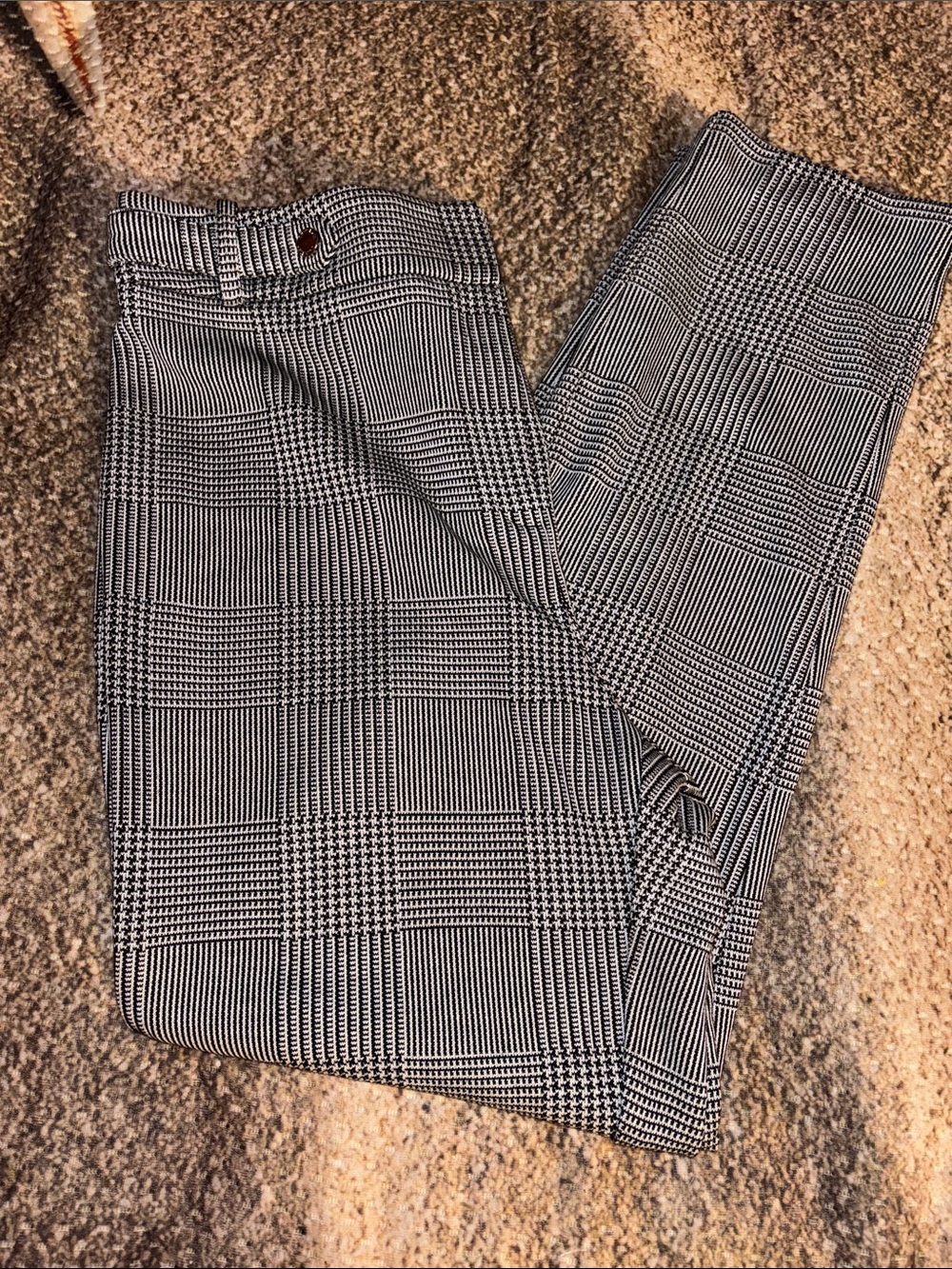 Classic Glen Plaid Mens Dress Pants - Black & White 14 EUC